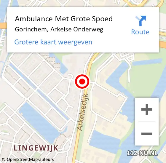 Locatie op kaart van de 112 melding: Ambulance Met Grote Spoed Naar Gorinchem, Arkelse Onderweg op 10 juli 2018 22:41