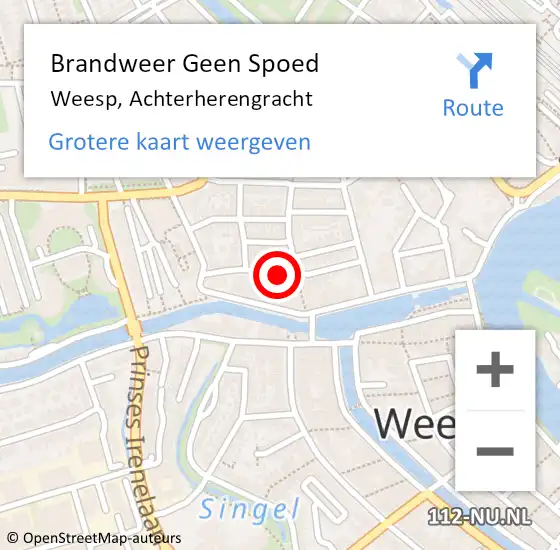 Locatie op kaart van de 112 melding: Brandweer Geen Spoed Naar Weesp, Achterherengracht op 10 juli 2018 23:23