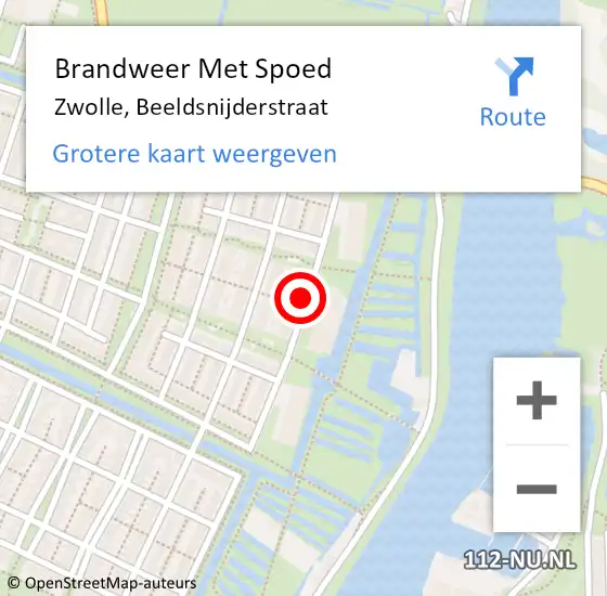 Locatie op kaart van de 112 melding: Brandweer Met Spoed Naar Zwolle, Beeldsnijderstraat op 10 juli 2018 23:26