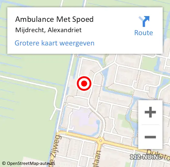 Locatie op kaart van de 112 melding: Ambulance Met Spoed Naar Mijdrecht, Alexandriet op 11 juli 2018 00:52