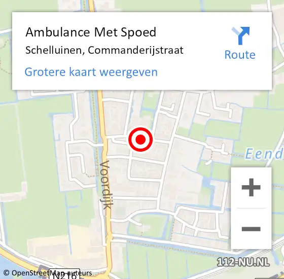 Locatie op kaart van de 112 melding: Ambulance Met Spoed Naar Schelluinen, Commanderijstraat op 11 juli 2018 01:11