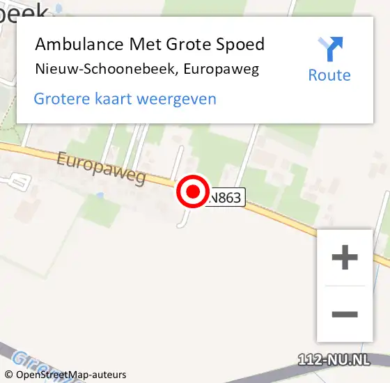 Locatie op kaart van de 112 melding: Ambulance Met Grote Spoed Naar Nieuw-Schoonebeek, Europaweg op 11 juli 2018 01:41
