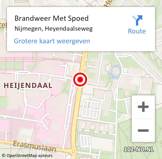 Locatie op kaart van de 112 melding: Brandweer Met Spoed Naar Nijmegen, Heyendaalseweg op 11 juli 2018 01:47