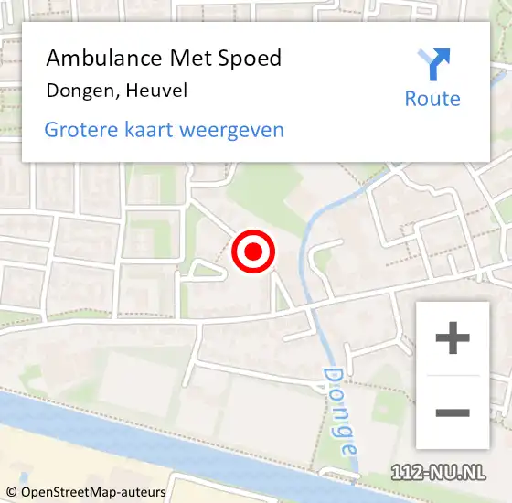 Locatie op kaart van de 112 melding: Ambulance Met Spoed Naar Dongen, Heuvel op 11 juli 2018 02:47