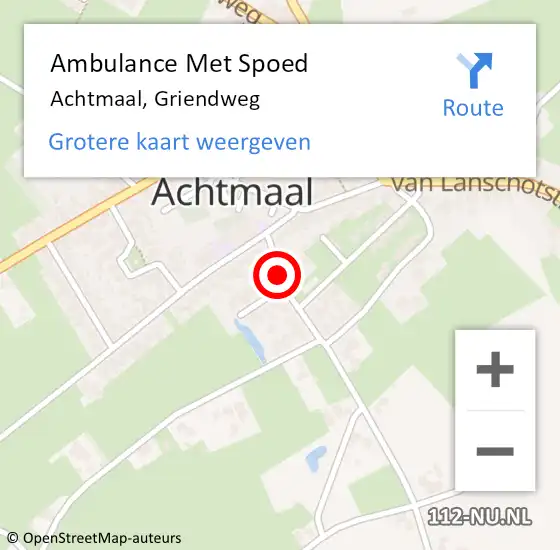 Locatie op kaart van de 112 melding: Ambulance Met Spoed Naar Achtmaal, Griendweg op 11 juli 2018 03:30