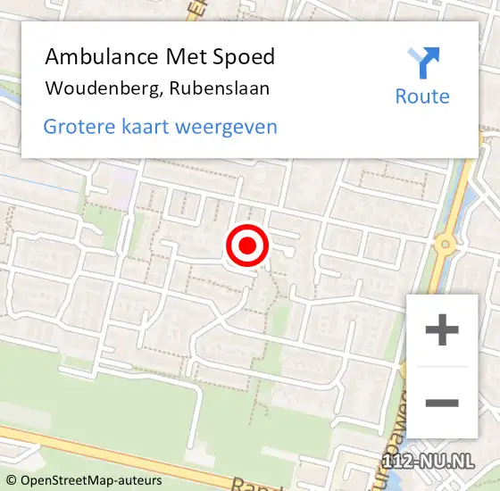 Locatie op kaart van de 112 melding: Ambulance Met Spoed Naar Woudenberg, Rubenslaan op 11 juli 2018 04:31