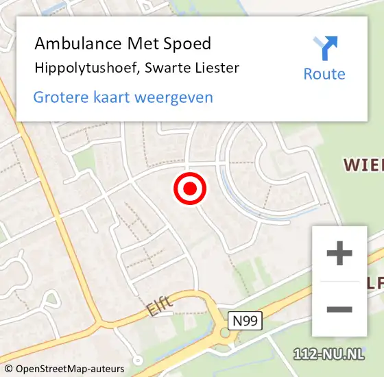 Locatie op kaart van de 112 melding: Ambulance Met Spoed Naar Hippolytushoef, Swarte Liester op 11 juli 2018 07:04