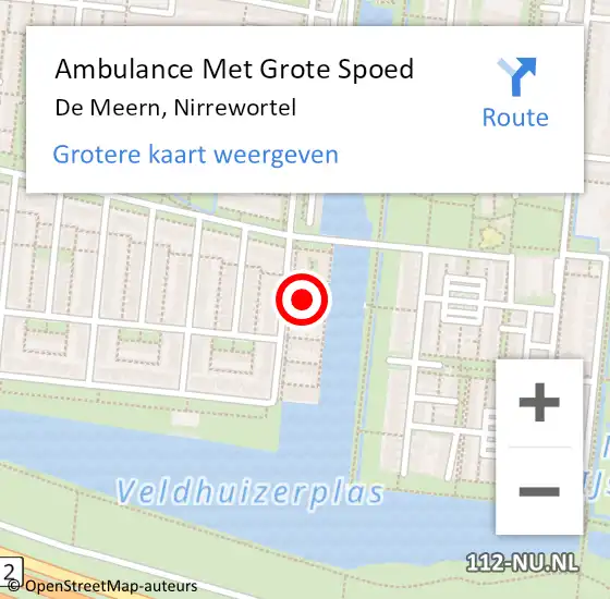 Locatie op kaart van de 112 melding: Ambulance Met Grote Spoed Naar De Meern, Nirrewortel op 11 juli 2018 07:08