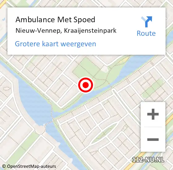 Locatie op kaart van de 112 melding: Ambulance Met Spoed Naar Nieuw-Vennep, Kraaijensteinpark op 11 juli 2018 08:07