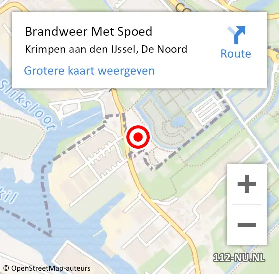 Locatie op kaart van de 112 melding: Brandweer Met Spoed Naar Krimpen aan den IJssel, De Noord op 11 juli 2018 08:27