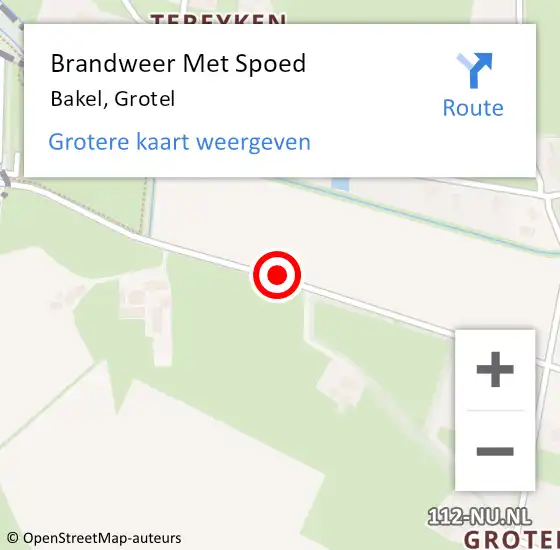 Locatie op kaart van de 112 melding: Brandweer Met Spoed Naar Bakel, Grotel op 11 juli 2018 09:09