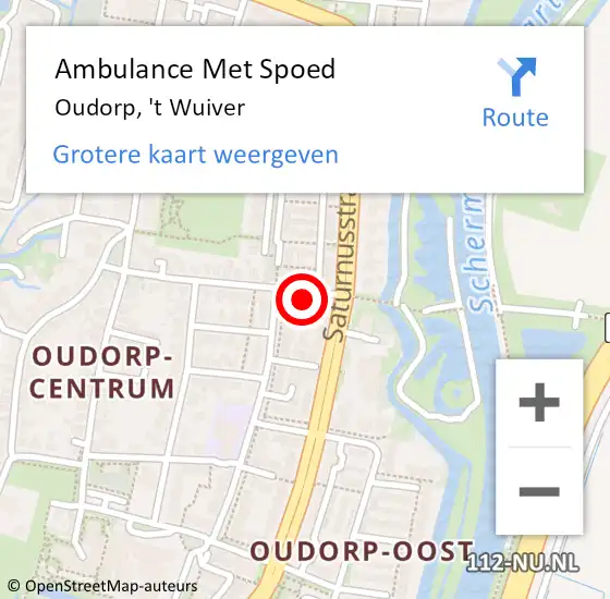 Locatie op kaart van de 112 melding: Ambulance Met Spoed Naar Oudorp, 't Wuiver op 2 maart 2014 15:24