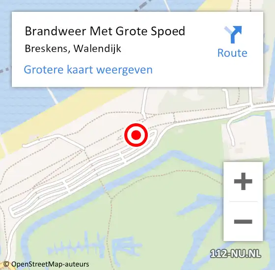 Locatie op kaart van de 112 melding: Brandweer Met Grote Spoed Naar Breskens, Walendijk op 11 juli 2018 09:44