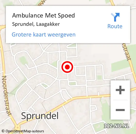 Locatie op kaart van de 112 melding: Ambulance Met Spoed Naar Sprundel, Laagakker op 11 juli 2018 09:52