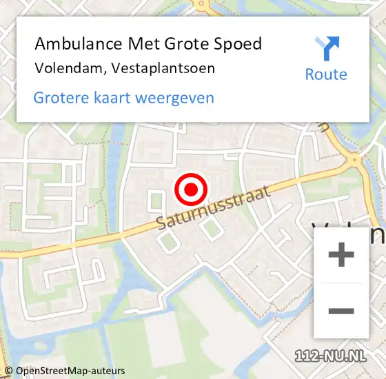 Locatie op kaart van de 112 melding: Ambulance Met Grote Spoed Naar Volendam, Vestaplantsoen op 11 juli 2018 10:20