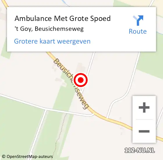 Locatie op kaart van de 112 melding: Ambulance Met Grote Spoed Naar 't Goy, Beusichemseweg op 11 juli 2018 10:33