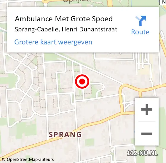 Locatie op kaart van de 112 melding: Ambulance Met Grote Spoed Naar Sprang-Capelle, Henri Dunantstraat op 11 juli 2018 10:54