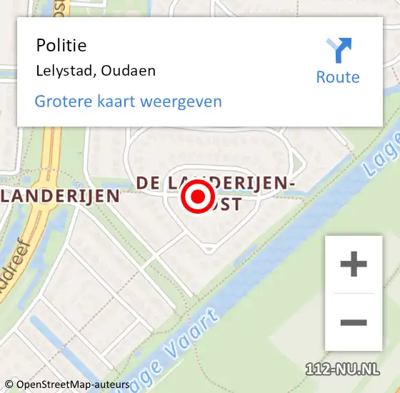 Locatie op kaart van de 112 melding: Politie Lelystad, Oudaen op 11 juli 2018 11:19