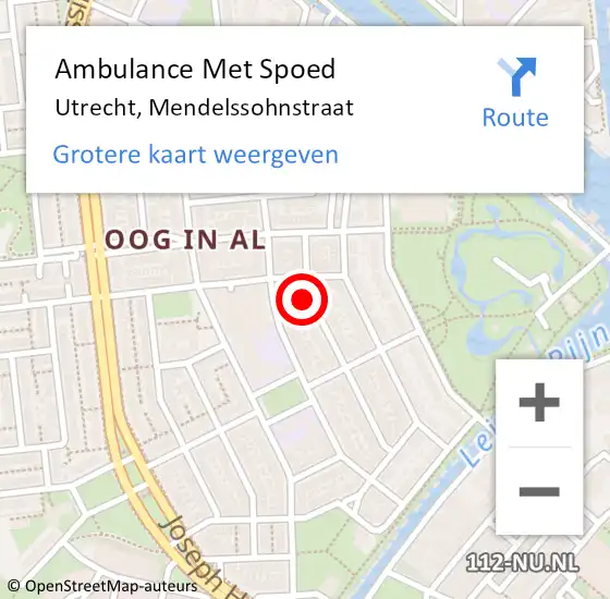 Locatie op kaart van de 112 melding: Ambulance Met Spoed Naar Utrecht, Mendelssohnstraat op 11 juli 2018 11:48