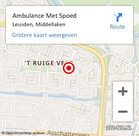 Locatie op kaart van de 112 melding: Ambulance Met Spoed Naar Leusden, Middellaken op 11 juli 2018 12:02