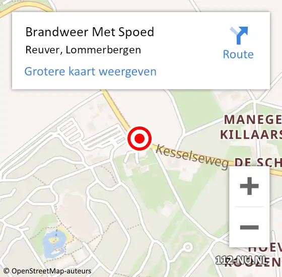 Locatie op kaart van de 112 melding: Brandweer Met Spoed Naar Reuver, Lommerbergen op 11 juli 2018 12:30