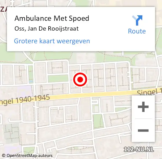 Locatie op kaart van de 112 melding: Ambulance Met Spoed Naar Oss, Jan De Rooijstraat op 11 juli 2018 12:40