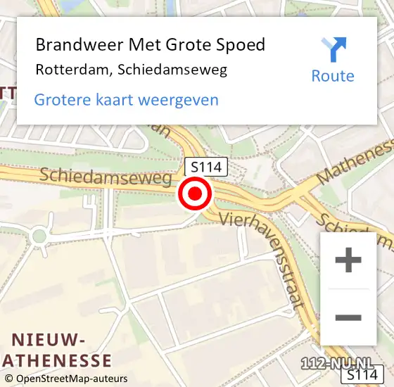 Locatie op kaart van de 112 melding: Brandweer Met Grote Spoed Naar Rotterdam, Schiedamseweg op 11 juli 2018 12:45