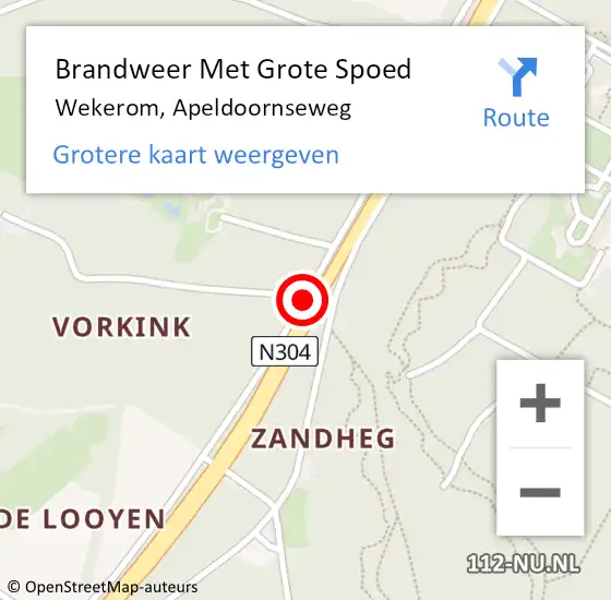 Locatie op kaart van de 112 melding: Brandweer Met Grote Spoed Naar Wekerom, Apeldoornseweg op 11 juli 2018 13:11