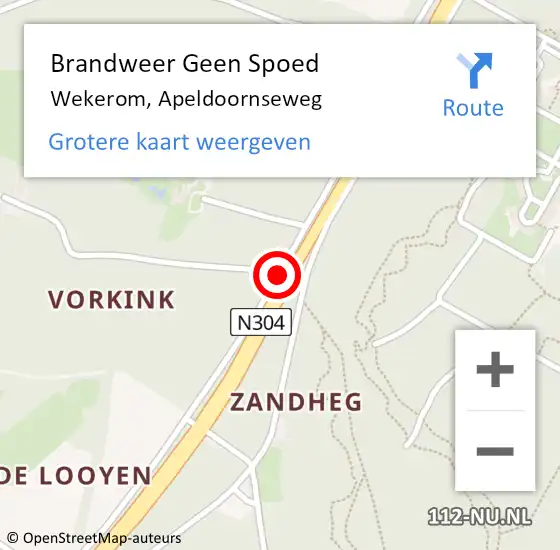 Locatie op kaart van de 112 melding: Brandweer Geen Spoed Naar Wekerom, Apeldoornseweg op 11 juli 2018 13:14