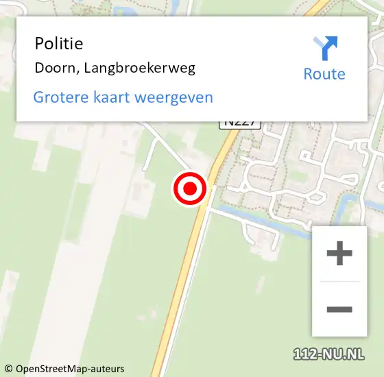 Locatie op kaart van de 112 melding: Politie Doorn, Langbroekerweg op 11 juli 2018 13:20