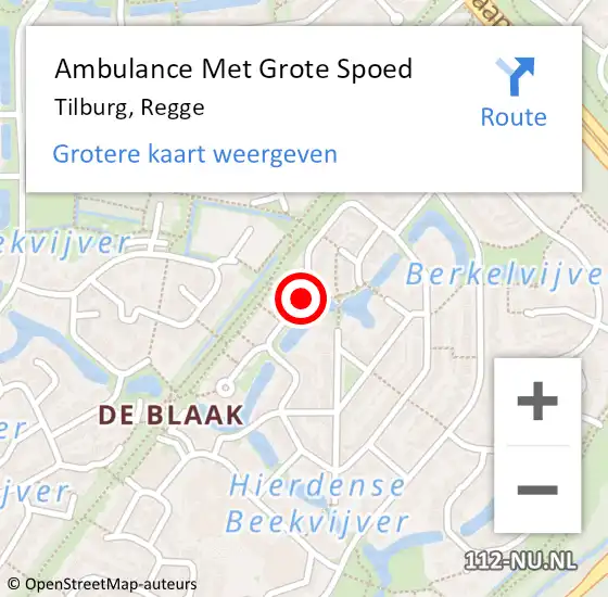 Locatie op kaart van de 112 melding: Ambulance Met Grote Spoed Naar Tilburg, Regge op 11 juli 2018 13:43