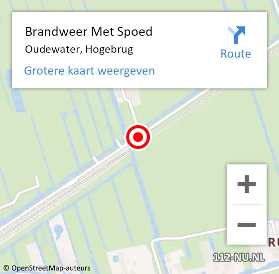 Locatie op kaart van de 112 melding: Brandweer Met Spoed Naar Oudewater, Hogebrug op 11 juli 2018 13:50