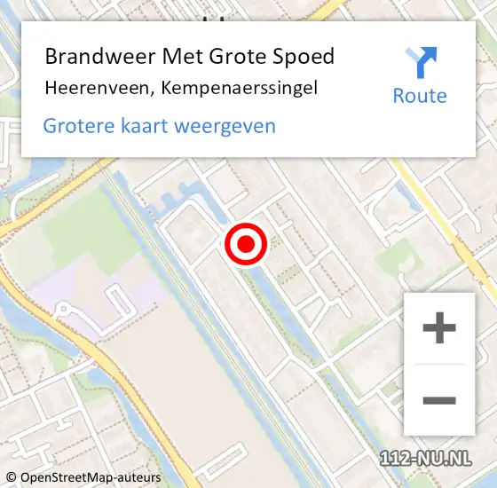 Locatie op kaart van de 112 melding: Brandweer Met Grote Spoed Naar Heerenveen, Kempenaerssingel op 11 juli 2018 14:32