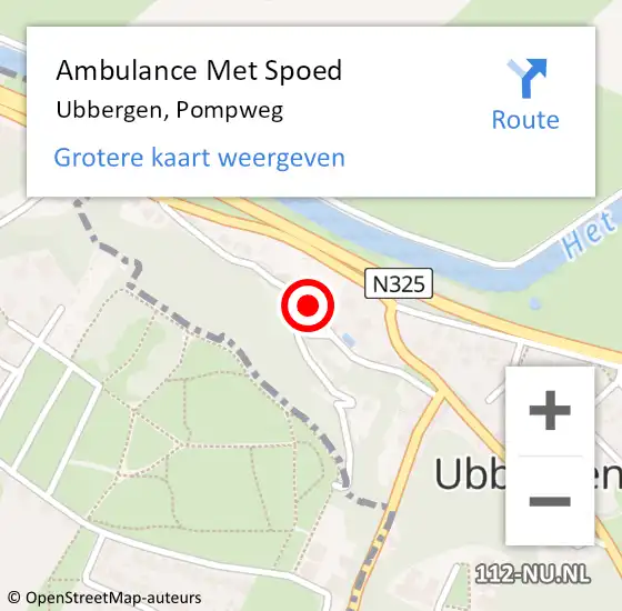 Locatie op kaart van de 112 melding: Ambulance Met Spoed Naar Ubbergen, Pompweg op 11 juli 2018 14:40