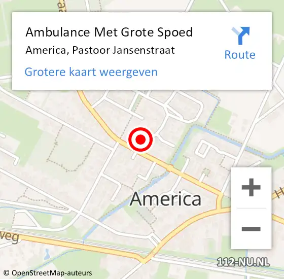 Locatie op kaart van de 112 melding: Ambulance Met Grote Spoed Naar America, Pastoor Jansenstraat op 2 maart 2014 16:07