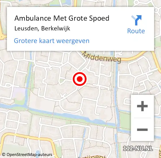 Locatie op kaart van de 112 melding: Ambulance Met Grote Spoed Naar Leusden, Berkelwijk op 11 juli 2018 15:03