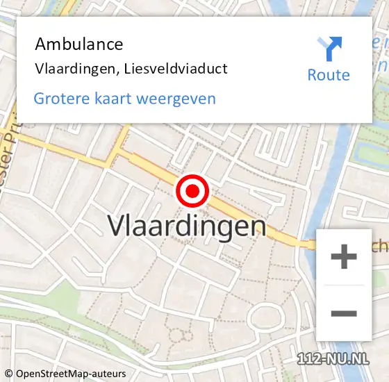 Locatie op kaart van de 112 melding: Ambulance Vlaardingen, Liesveldviaduct op 11 juli 2018 15:04