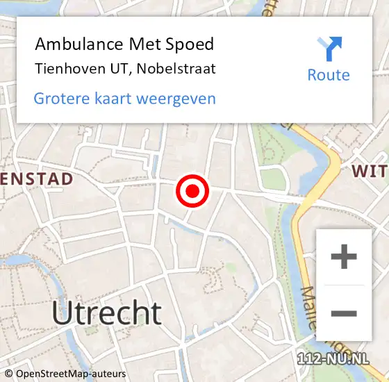 Locatie op kaart van de 112 melding: Ambulance Met Spoed Naar Tienhoven UT, Nobelstraat op 11 juli 2018 15:32