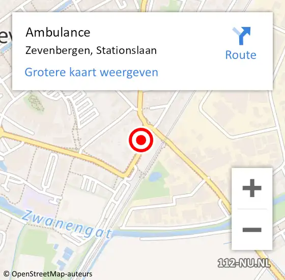 Locatie op kaart van de 112 melding: Ambulance Zevenbergen, Stationslaan op 11 juli 2018 15:49