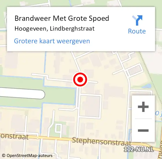 Locatie op kaart van de 112 melding: Brandweer Met Grote Spoed Naar Hoogeveen, Lindberghstraat op 11 juli 2018 16:25