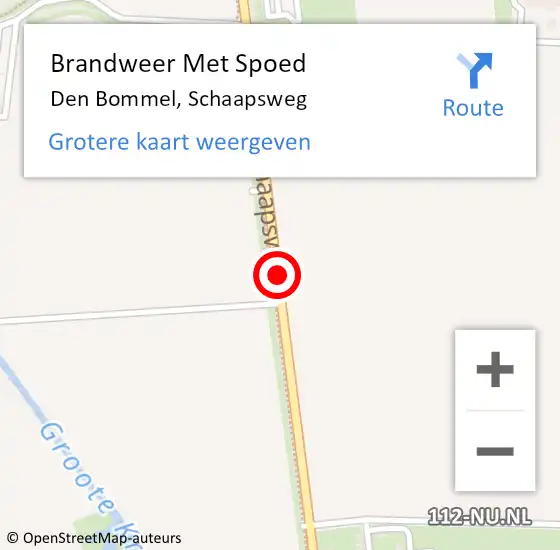 Locatie op kaart van de 112 melding: Brandweer Met Spoed Naar Den Bommel, Schaapsweg op 11 juli 2018 16:49