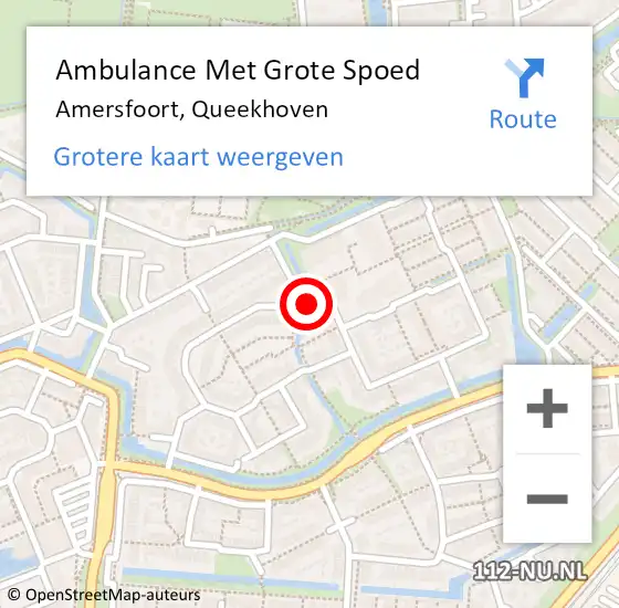 Locatie op kaart van de 112 melding: Ambulance Met Grote Spoed Naar Amersfoort, Queekhoven op 11 juli 2018 17:01