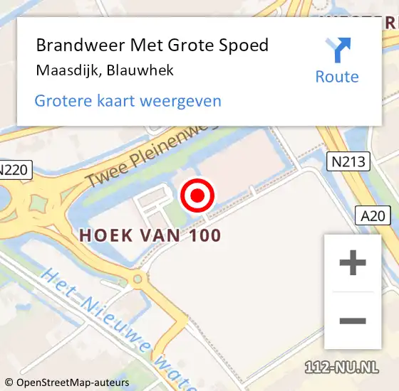 Locatie op kaart van de 112 melding: Brandweer Met Grote Spoed Naar Maasdijk, Blauwhek op 11 juli 2018 17:06