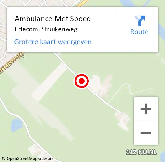 Locatie op kaart van de 112 melding: Ambulance Met Spoed Naar Erlecom, Struikenweg op 11 juli 2018 17:20