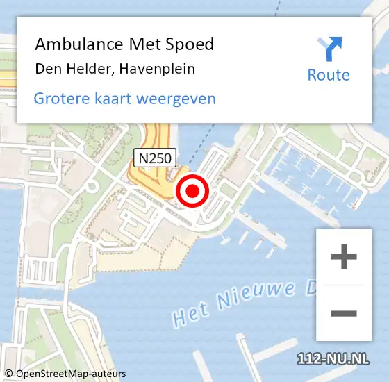 Locatie op kaart van de 112 melding: Ambulance Met Spoed Naar Den Helder, Havenplein op 11 juli 2018 17:23