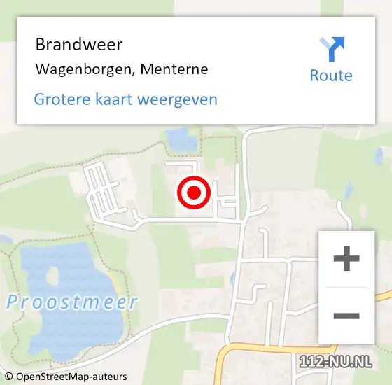 Locatie op kaart van de 112 melding: Brandweer Wagenborgen, Menterne op 11 juli 2018 17:27