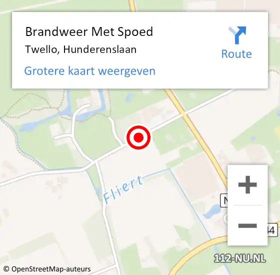 Locatie op kaart van de 112 melding: Brandweer Met Spoed Naar Twello, Hunderenslaan op 11 juli 2018 18:02