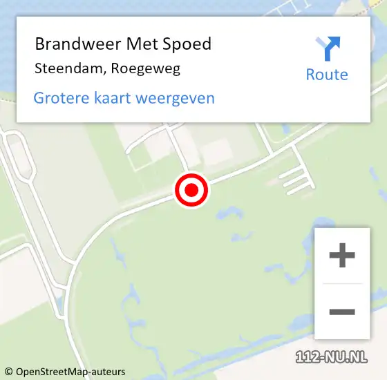 Locatie op kaart van de 112 melding: Brandweer Met Spoed Naar Steendam, Roegeweg op 11 juli 2018 18:08
