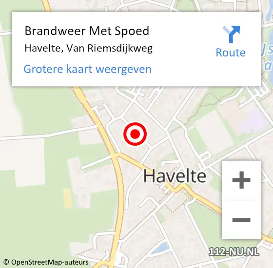 Locatie op kaart van de 112 melding: Brandweer Met Spoed Naar Havelte, Van Riemsdijkweg op 11 juli 2018 18:24