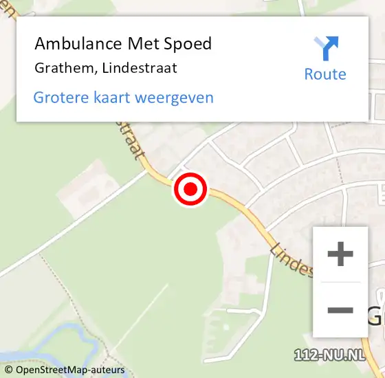 Locatie op kaart van de 112 melding: Ambulance Met Spoed Naar Grathem, Lindestraat op 11 juli 2018 18:46